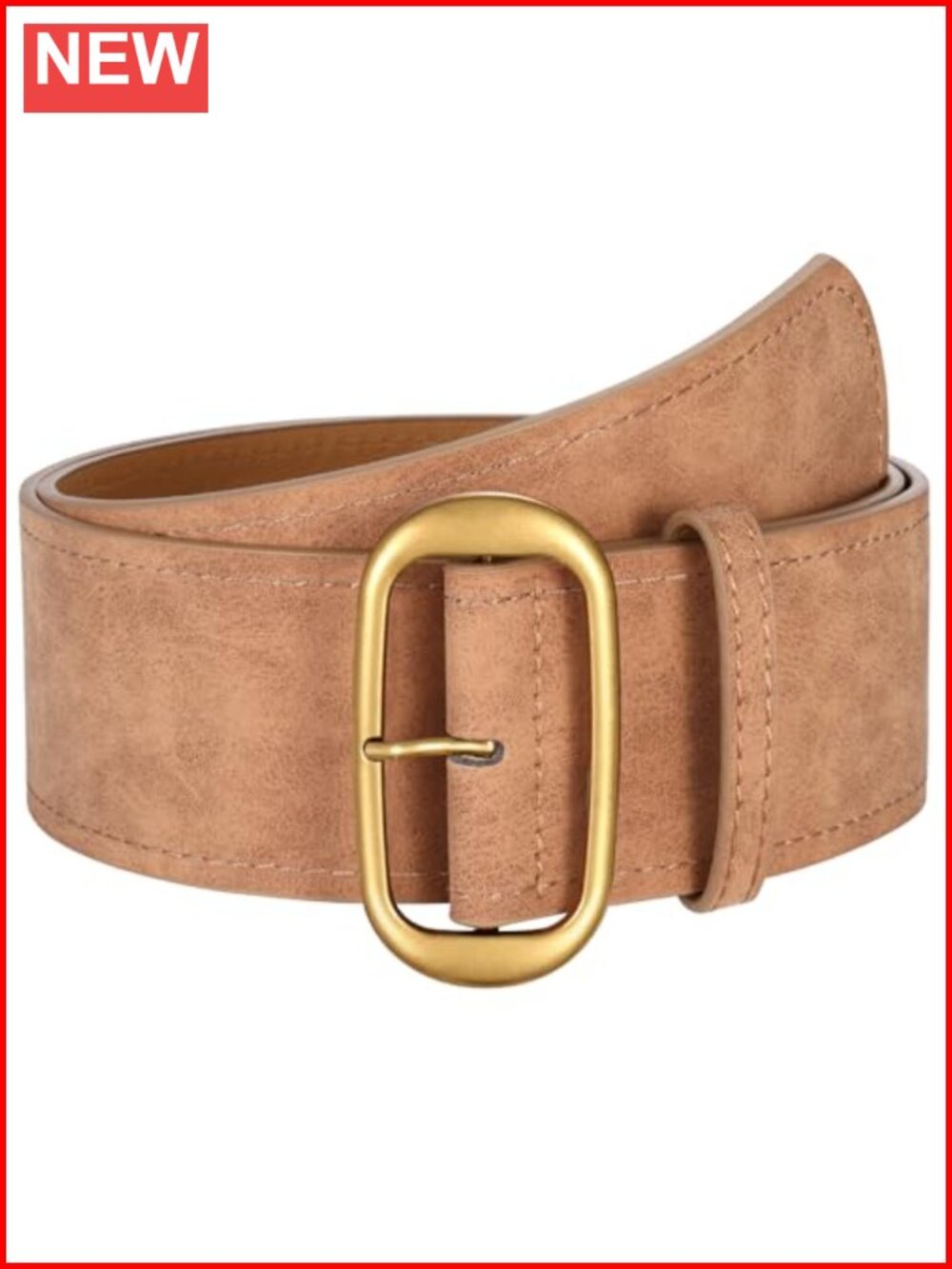 Wide Suede Waist Belt for Women Chunky Gold Buckle Dress Belt
